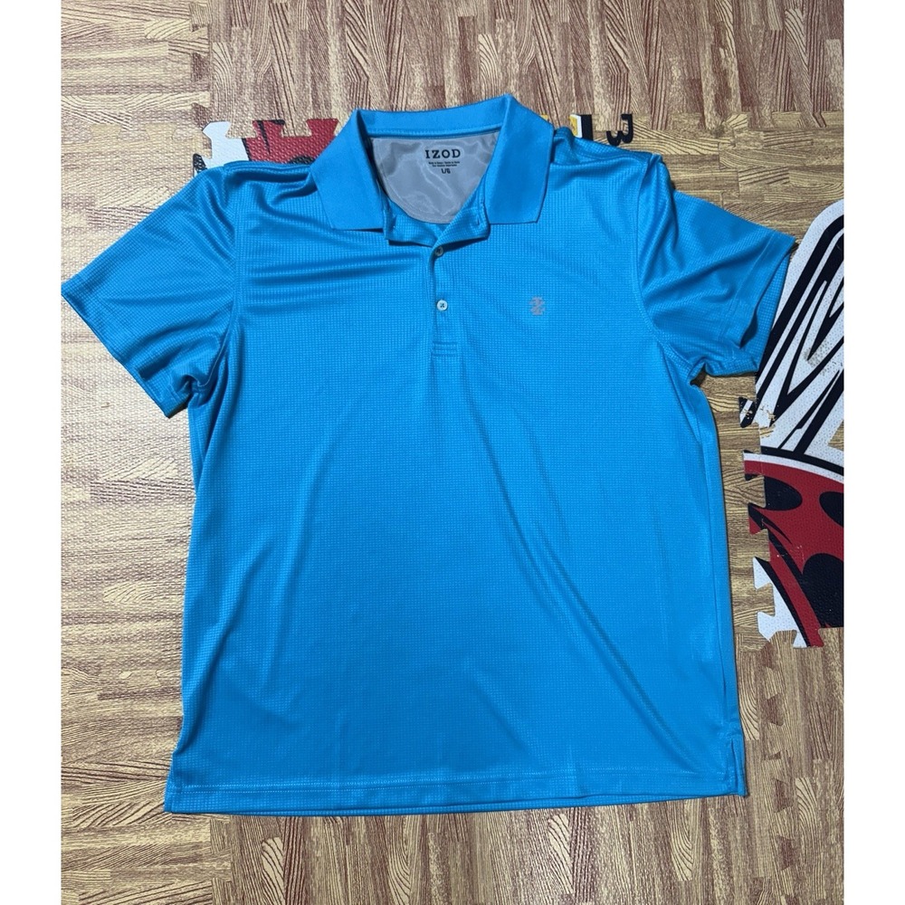IZOD Golf Bright Blue Short Sleeve Stretch Casual Polo Shirt Men's L